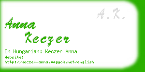 anna keczer business card